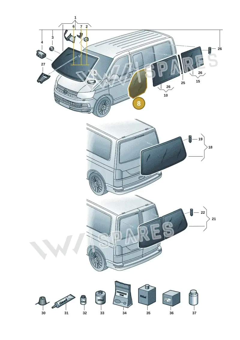 7H0845202D — Volkswagen Caravelle (2019-2024) diagram 7ep845000, position 8