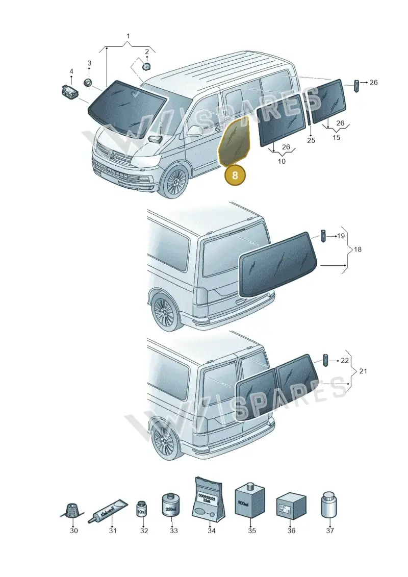 7H0845202D — Volkswagen Caravelle (2015-2019) diagram 861845000, position 8