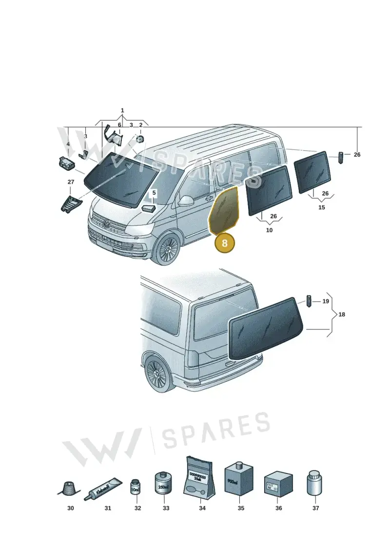 7H0845202D — Volkswagen Transporter Multivan (2019-2024) diagram 7em845000, position 8