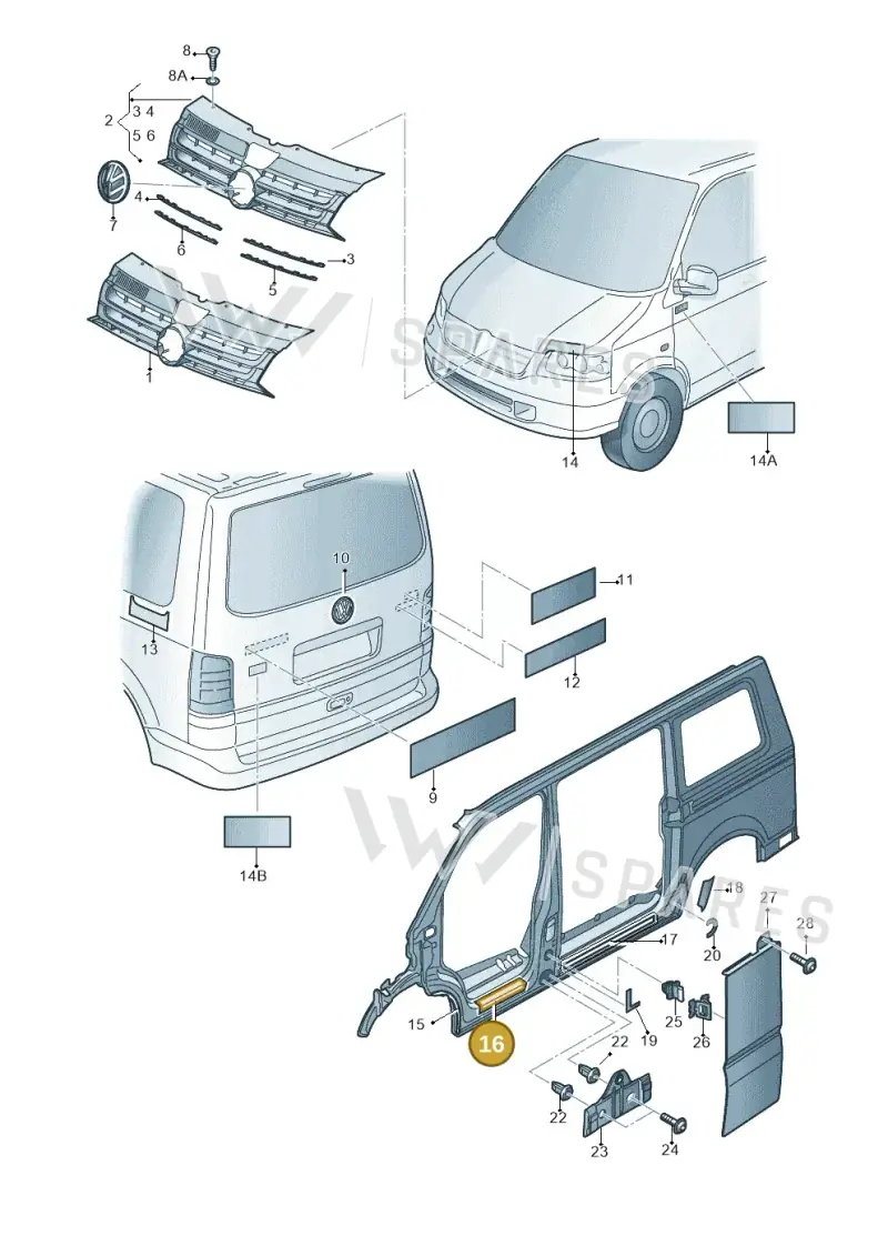 7H0853803 — Volkswagen California Camper (2011-2015) diagram 679853000, position 16