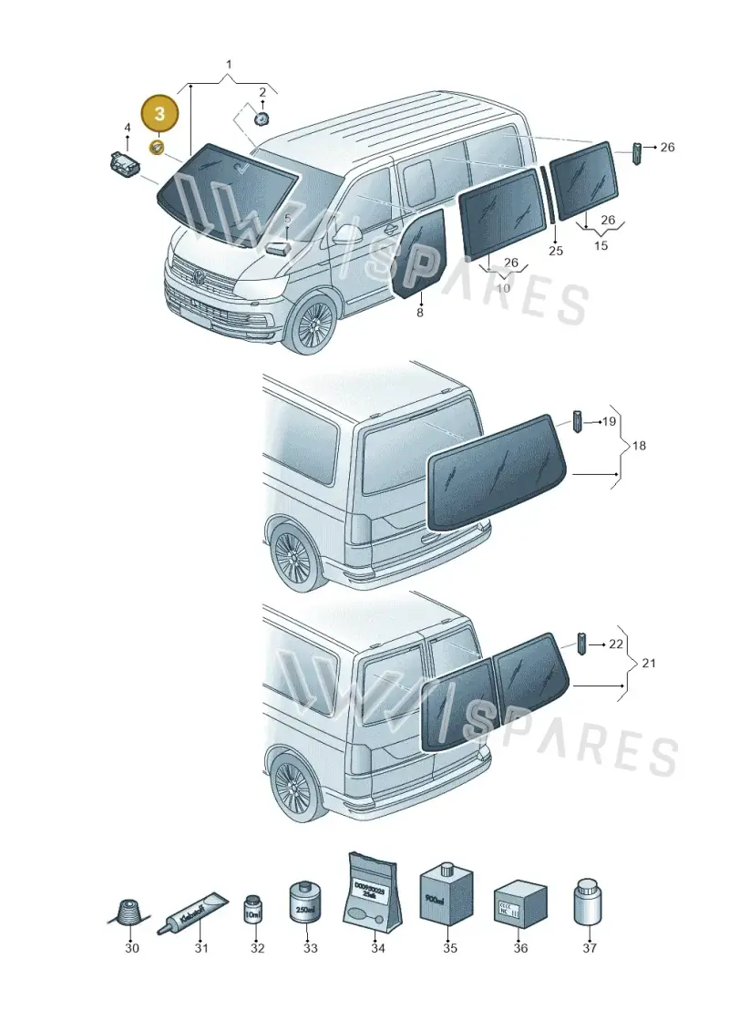 7H0857573 — Volkswagen Caravelle (2015-2019) diagram 861845000, position 3
