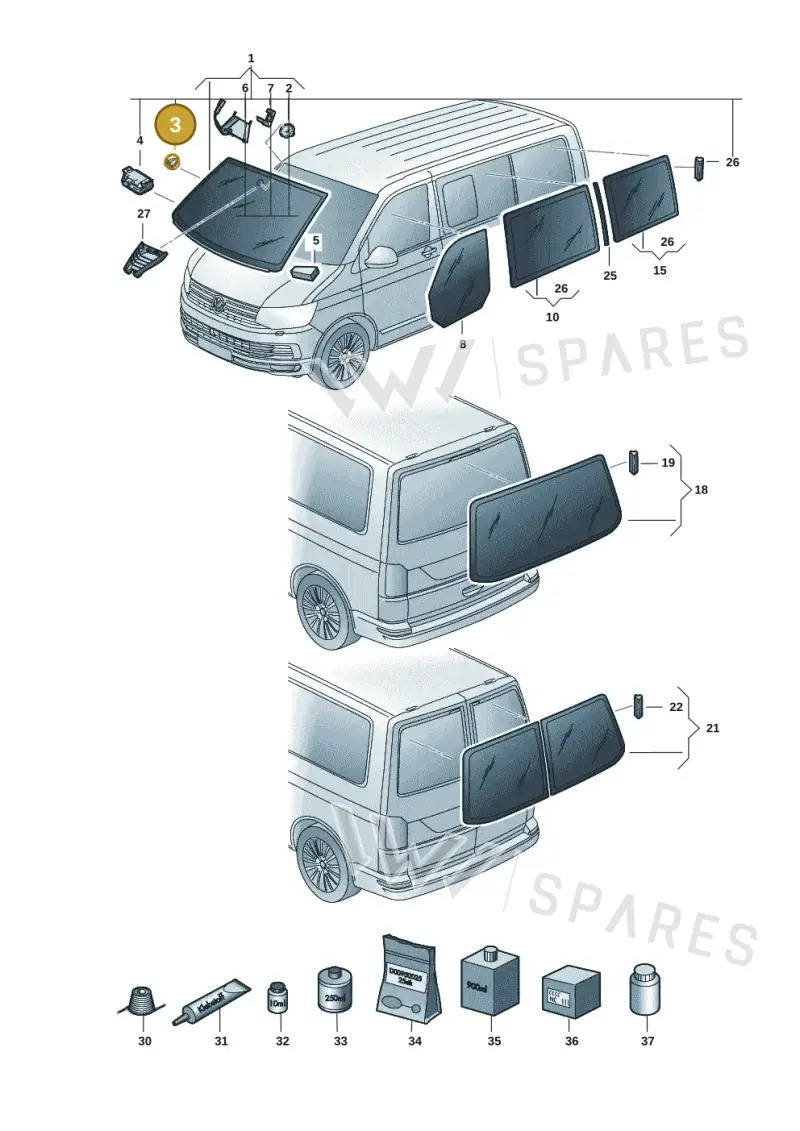 7H0857573 — Volkswagen Caravelle (2019-2024) diagram 7ep845000, position 3