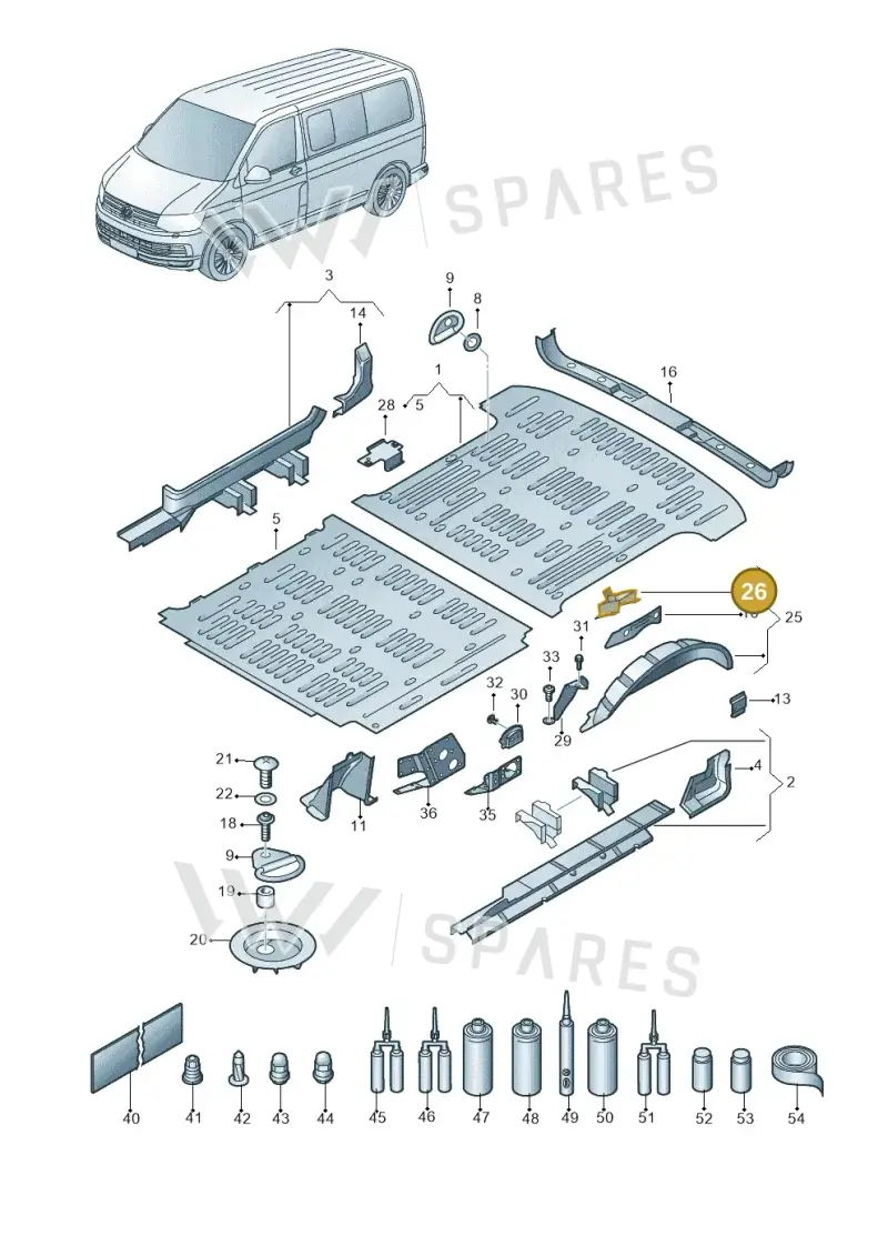 7H0860343A — Volkswagen Caravelle (2019-2024) diagram 861801200, position 26