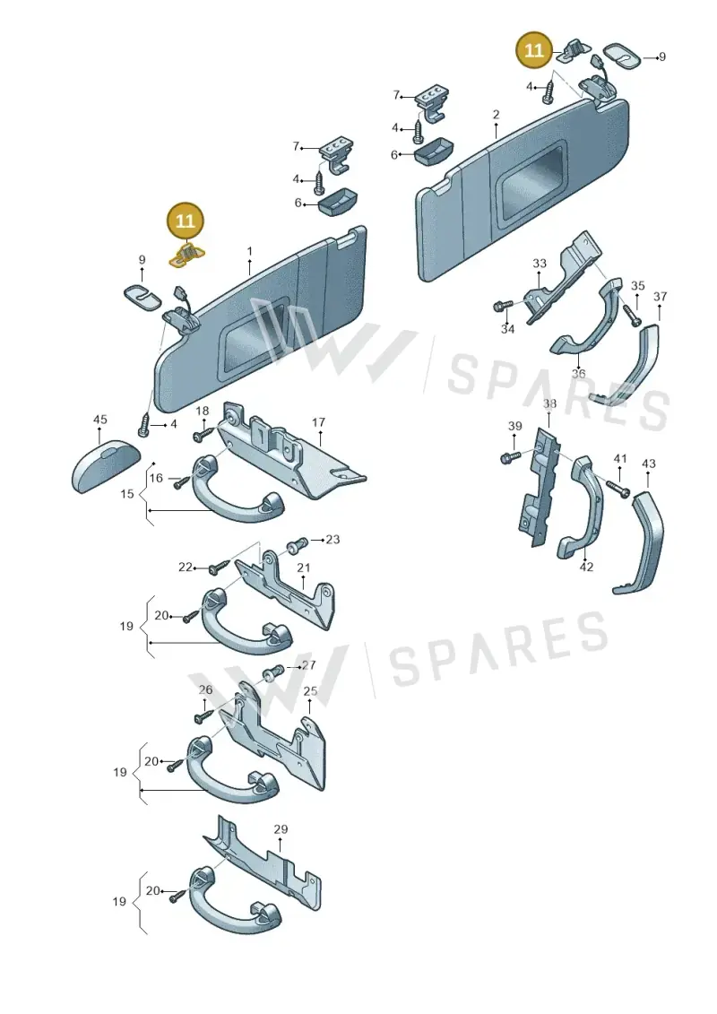 7H0867189 — Volkswagen Transporter Multivan (2019-2024) diagram 861857500, position 11
