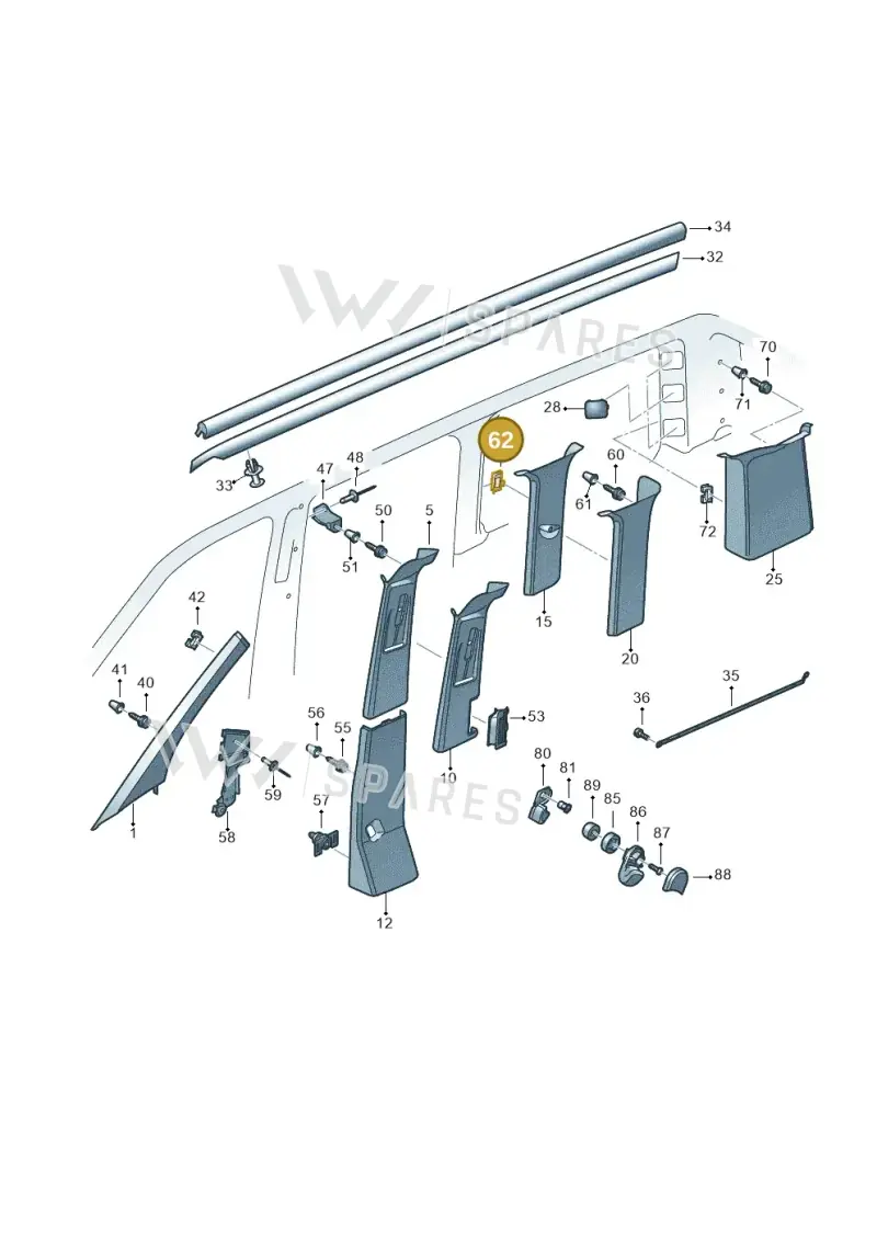 7H0867331A — Volkswagen Transp. caravelle (2009-2011) diagram 410867700, position 62