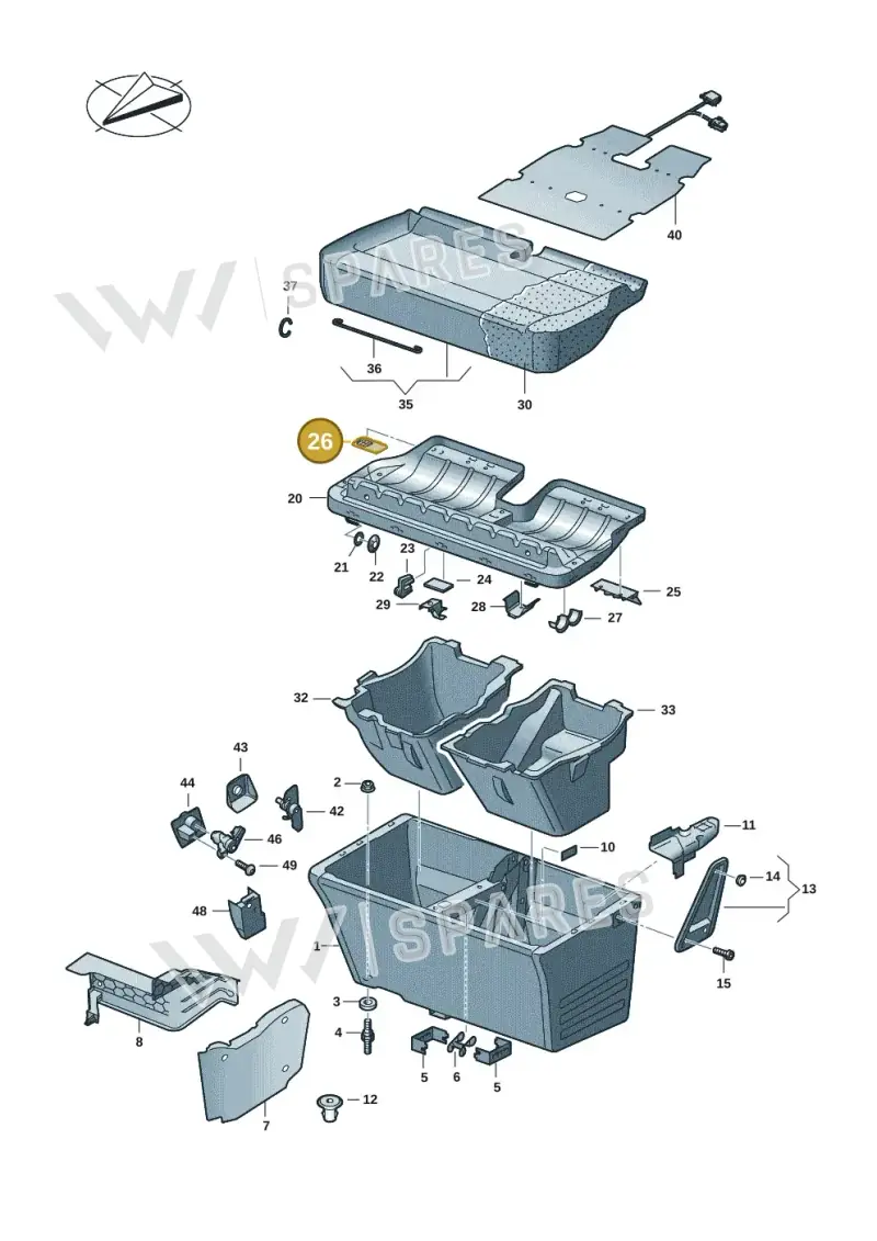 7H0881293C — Volkswagen Caravelle (2019-2024) diagram 7ep881010, position 26