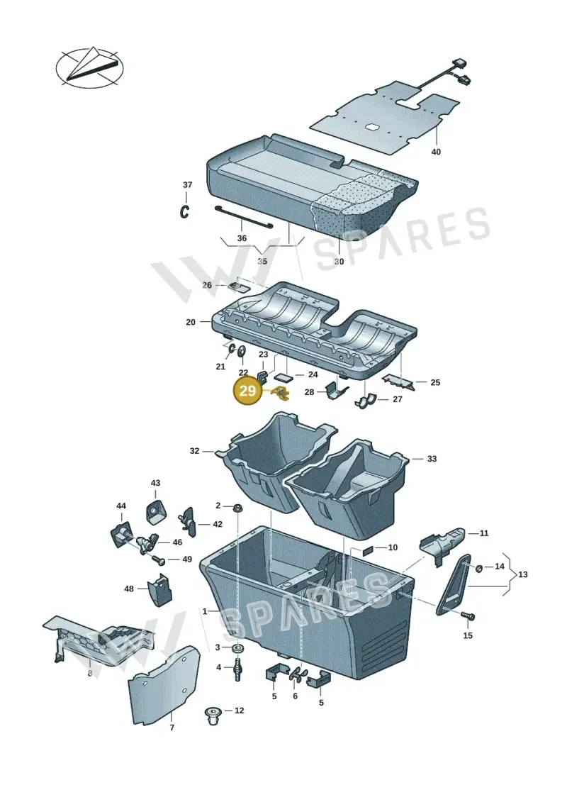 7H0881621A — Volkswagen Caravelle (2019-2024) diagram 7ep881010, position 29