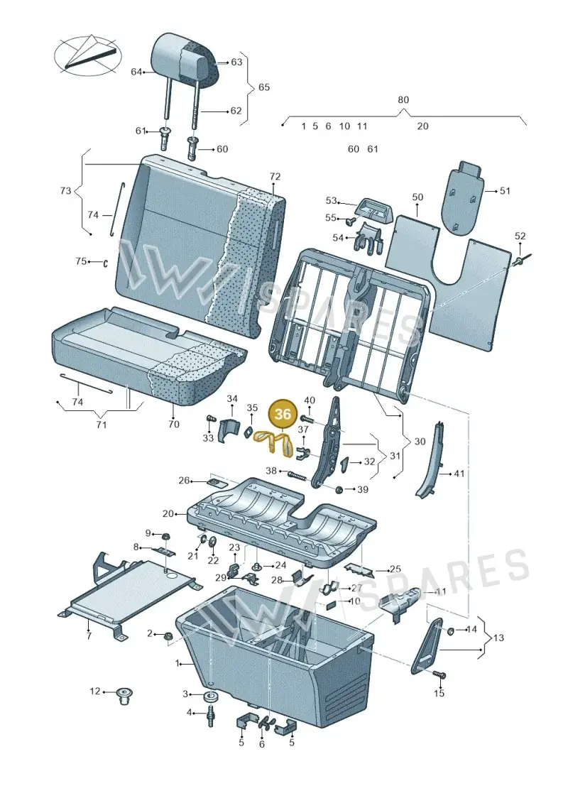 7H0882631A9B9 — Volkswagen Transp. caravelle (2008-2009) diagram 479881100, position 36