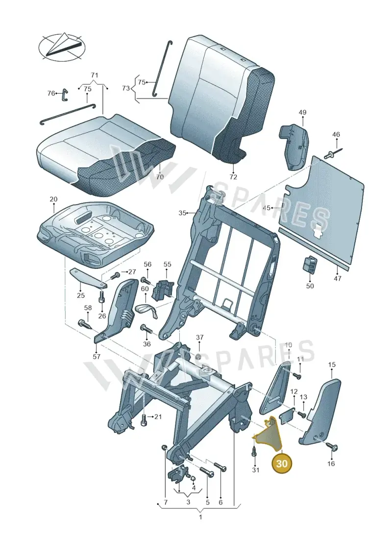 7H0883318B9B9 — Volkswagen Caravelle (2019-2024) diagram 861883220, position 30