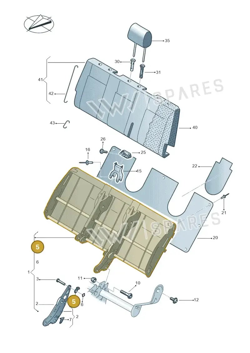 7H0885644 — Volkswagen Caravelle (2019-2024) diagram 861885450, position 5