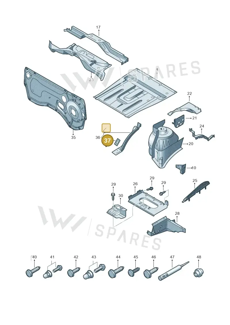 7H0907287 — Volkswagen Caravelle (2015-2019) diagram 861801100, position 37