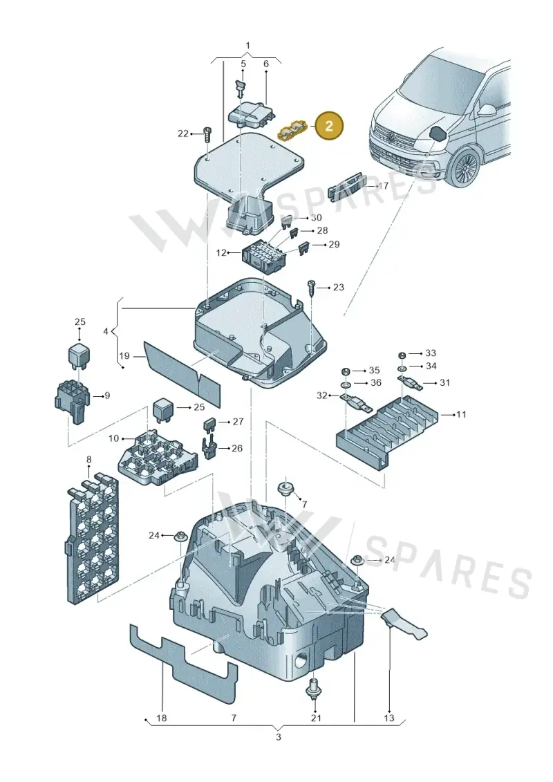 7H0907300B — Volkswagen Caravelle (2015-2019) diagram 861937100, position 2