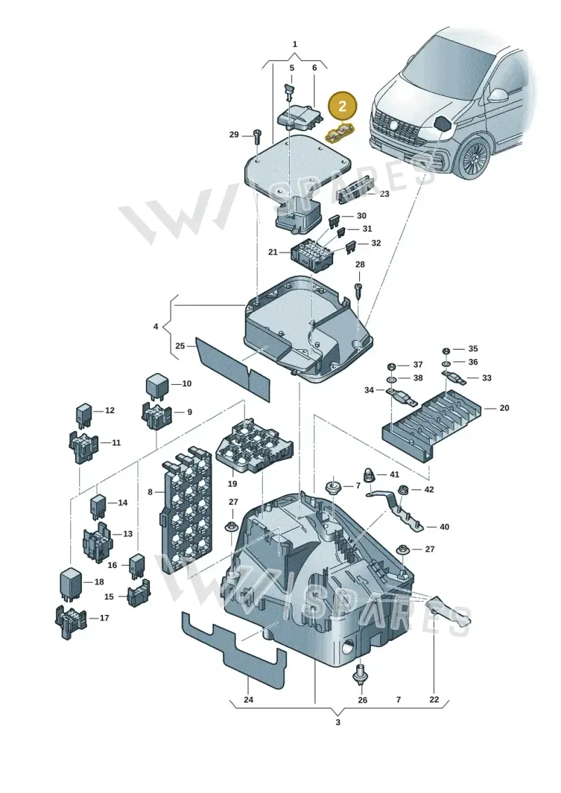 7H0907300B — Volkswagen Transport. multivan (2019-2024) diagram 7ep937020, position 2