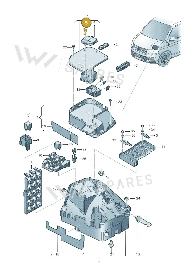 7H0907500 — Volkswagen Caravelle (2015-2019) diagram 861937100, position 5