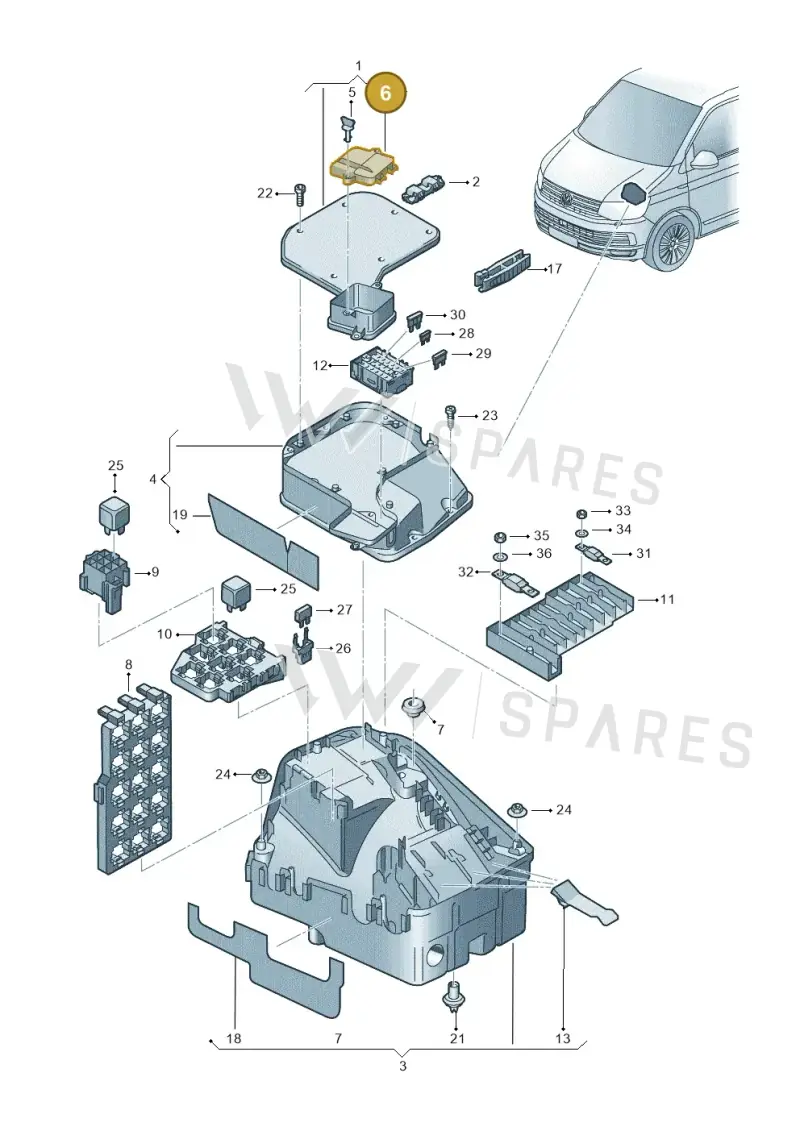 7H0907613 — Volkswagen Caravelle (2015-2019) diagram 861937100, position 6