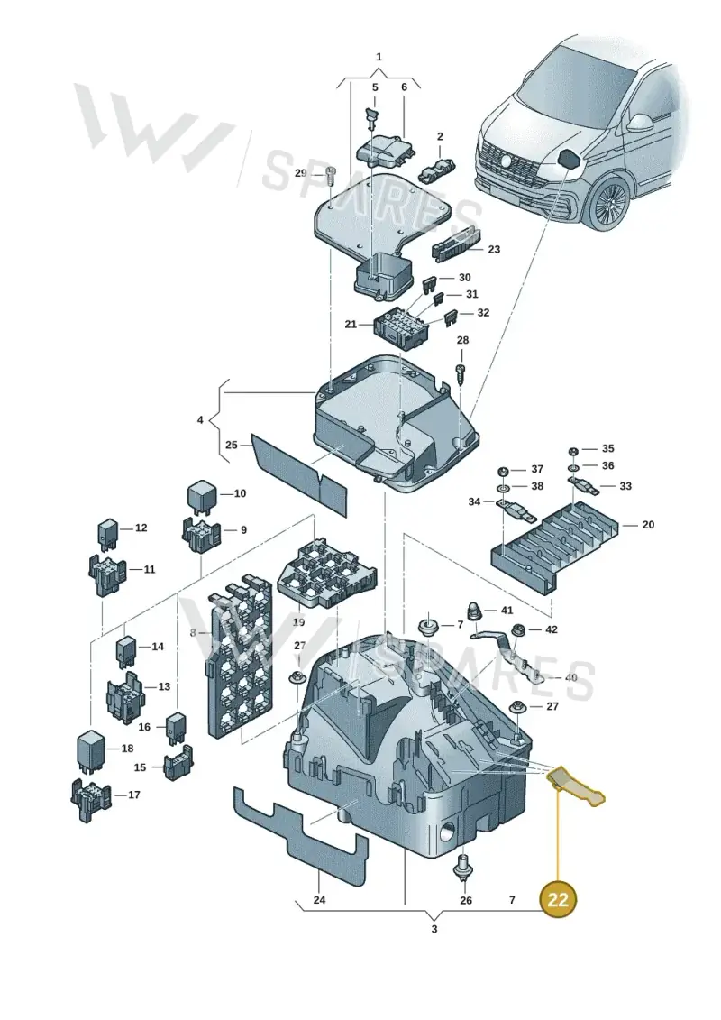 7H0937647 — Volkswagen Transport. multivan (2019-2024) diagram 7ep937020, position 22