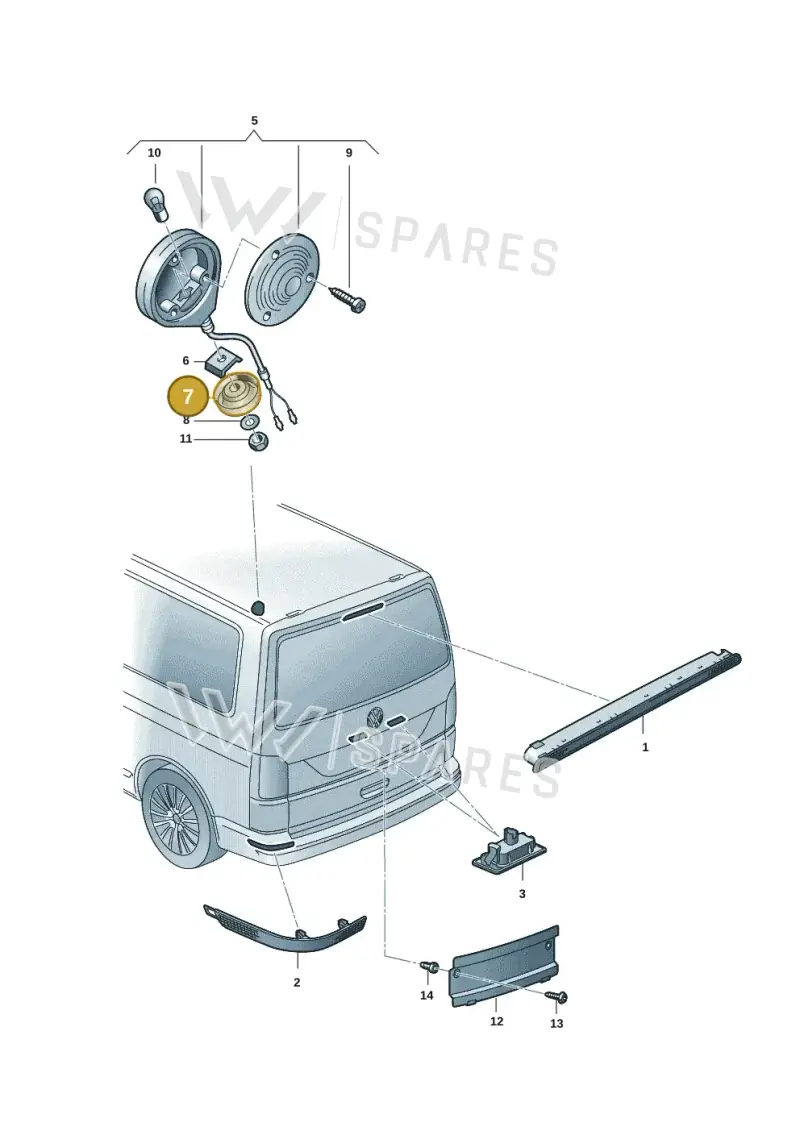 7H09452859B9 — Volkswagen Caravelle (2019-2024) diagram 7ep945020, position 7