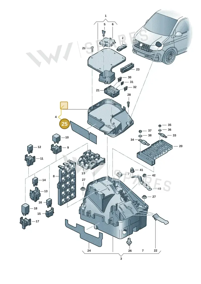 7H0971461B — Volkswagen Transport. multivan (2019-2024) diagram 7ep937020, position 25