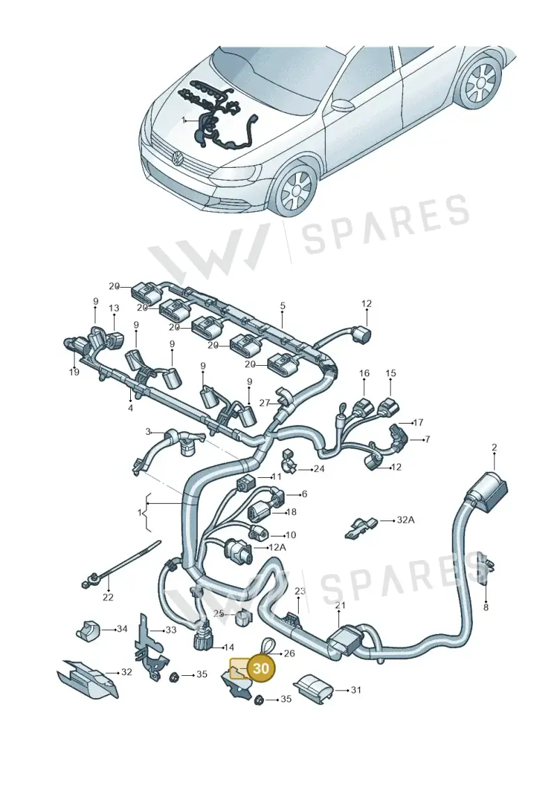7H0971502D — Volkswagen Jetta (2014-2017) diagram 789971005, position 30