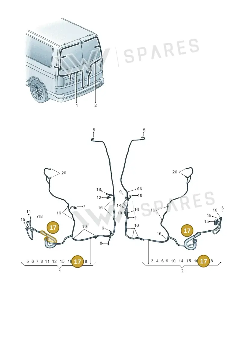 7H0971840C — Volkswagen Caravelle (2019-2024) diagram 7ep972083, position 17