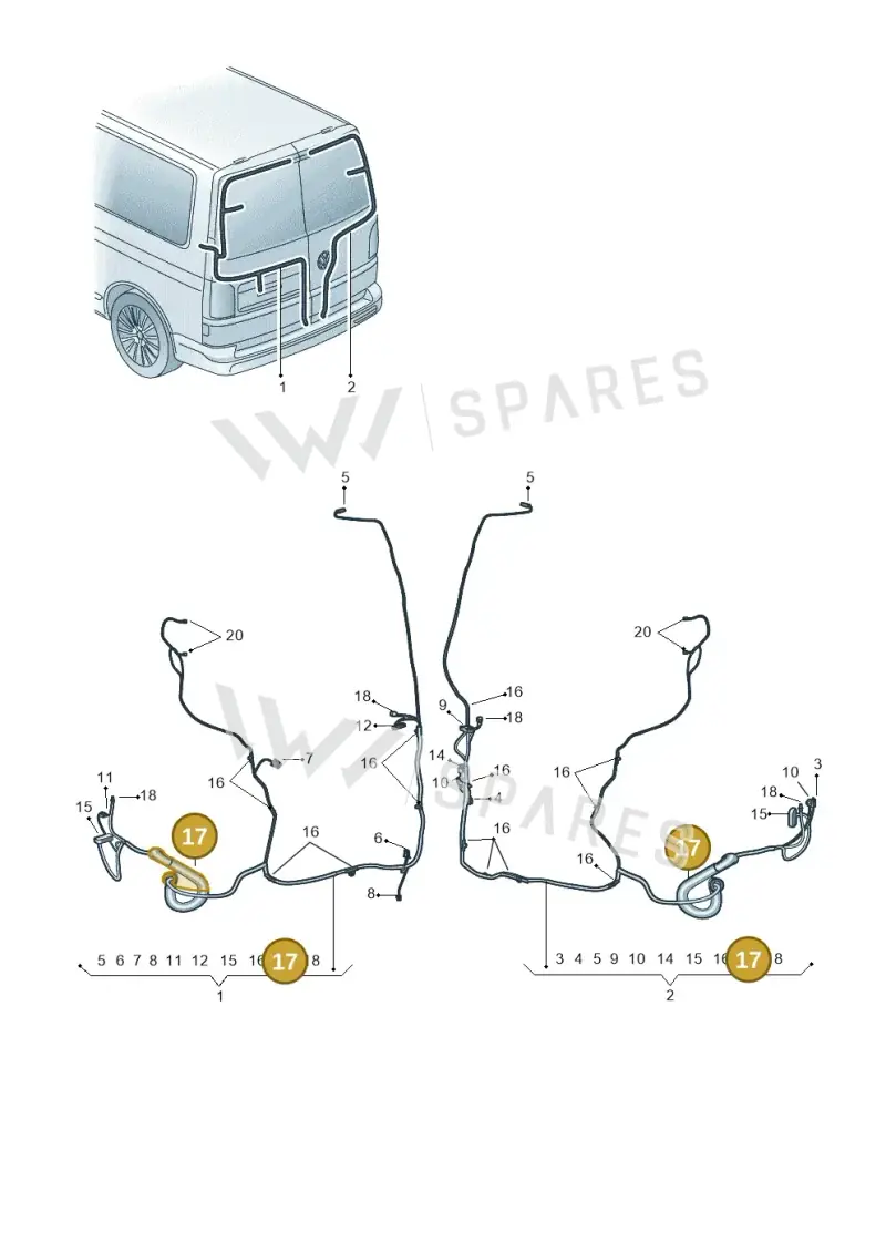 7H0971840D — Volkswagen Caravelle (2019-2024) diagram 7ep972083, position 17
