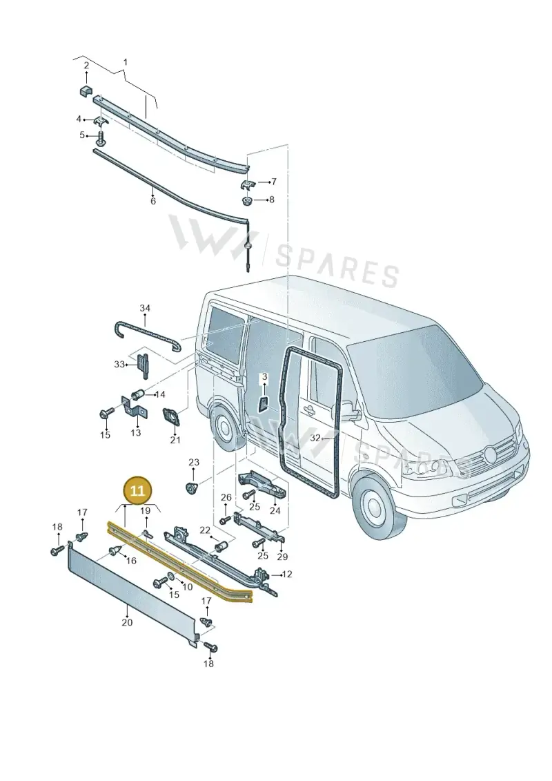7H1843872AD — Volkswagen Transp. caravelle (2011-2015) diagram 410843500, position 11