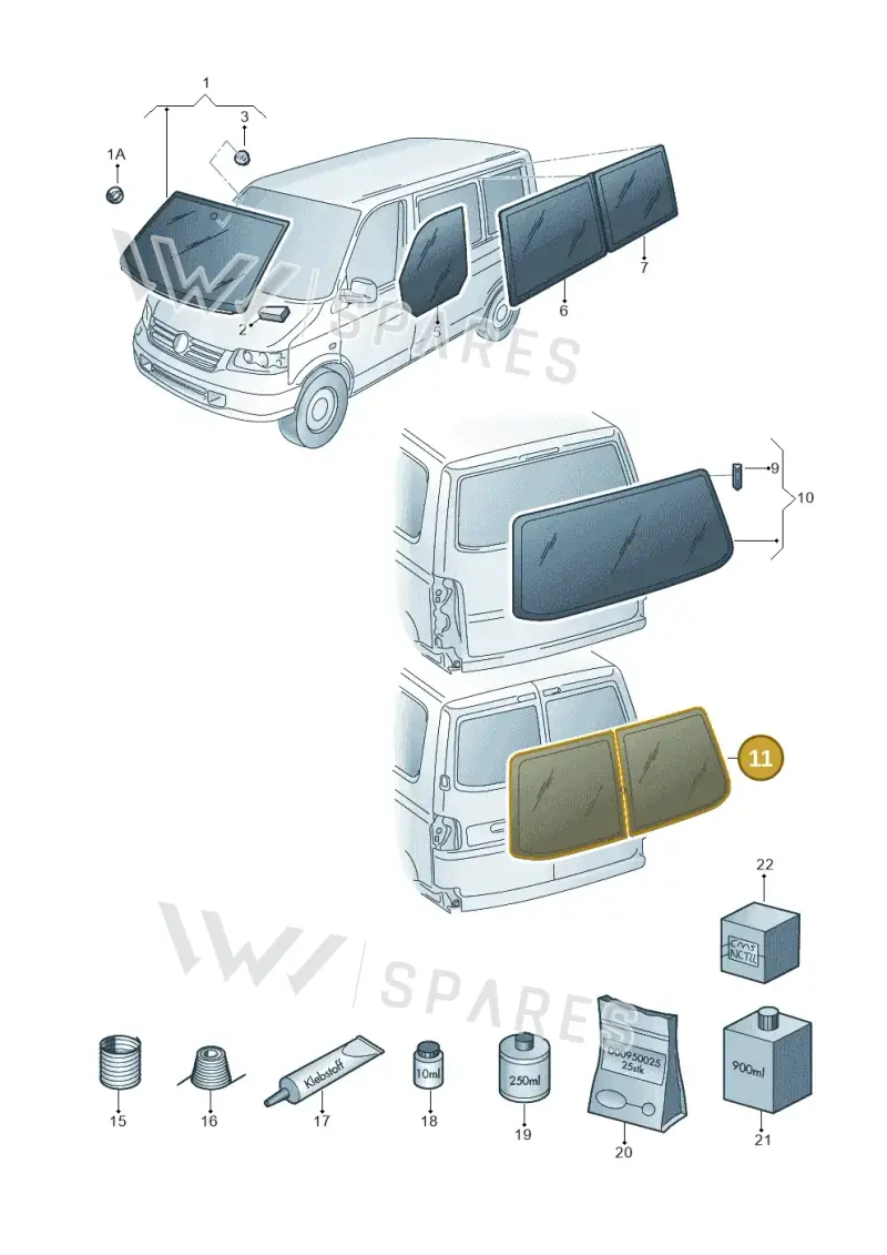 7H1845501C — Volkswagen Transp. caravelle (2011-2015) diagram 410845000, position 11