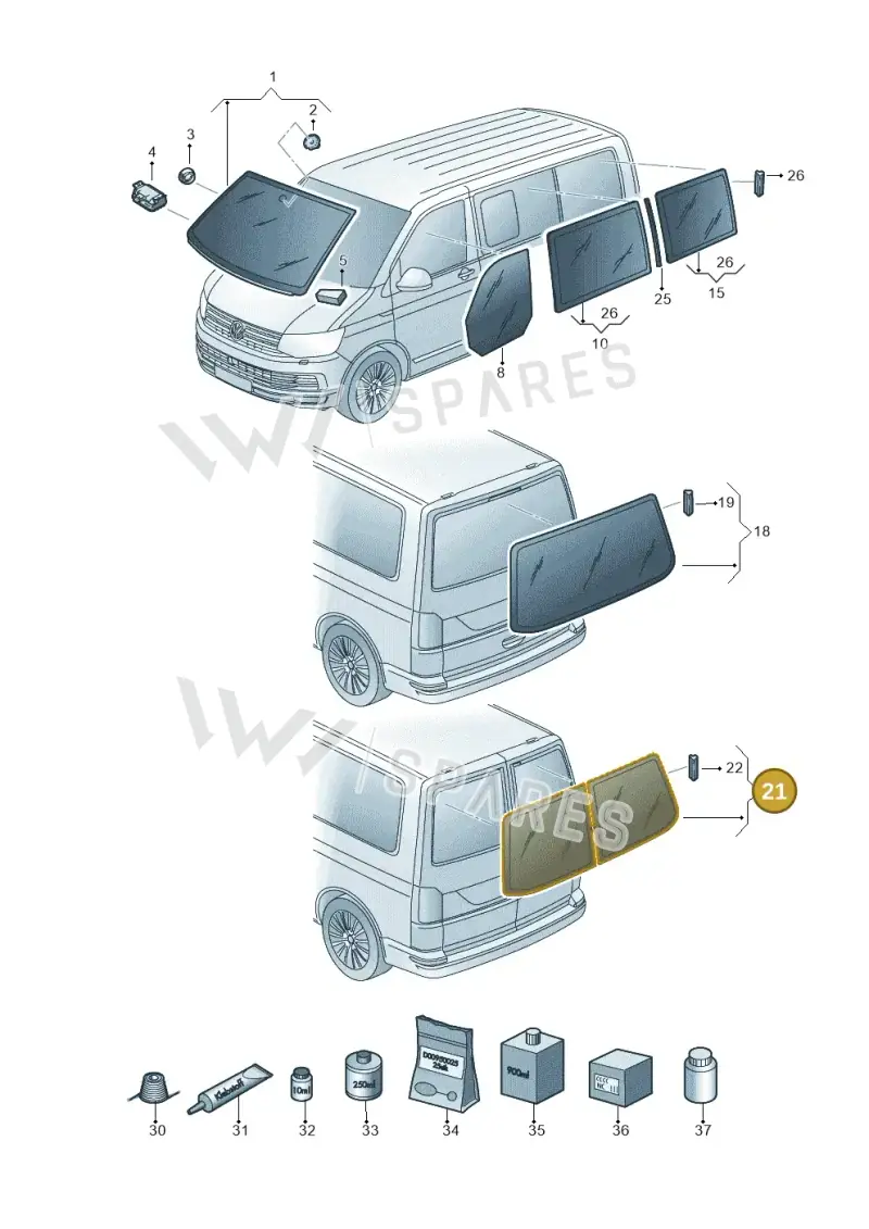 7H1845501C — Volkswagen Caravelle (2015-2019) diagram 861845000, position 21