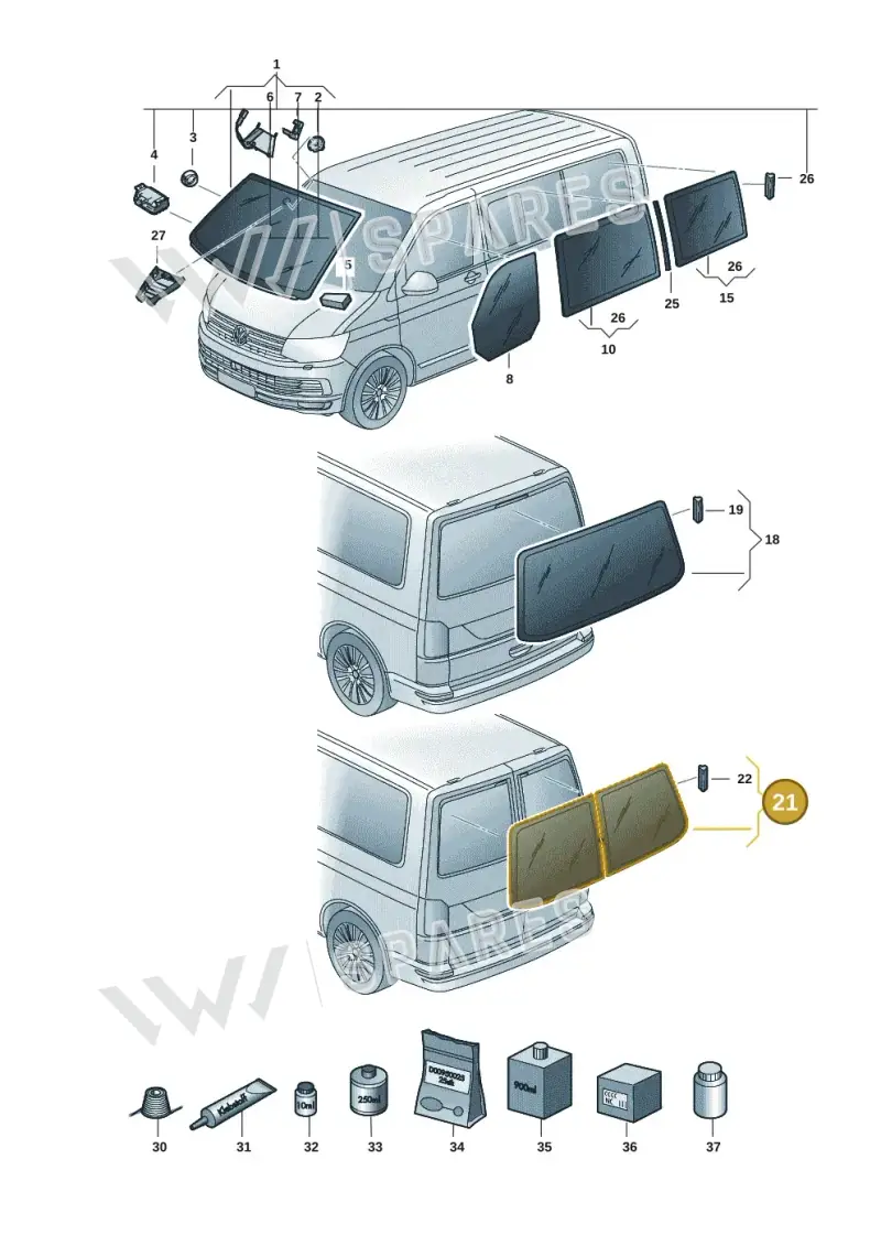 7H1845501E — Volkswagen Caravelle (2019-2024) diagram 7ep845000, position 21
