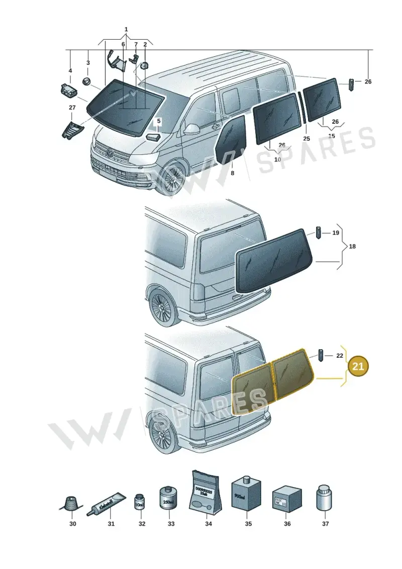 7H1845502C — Volkswagen Caravelle (2019-2024) diagram 7ep845000, position 21