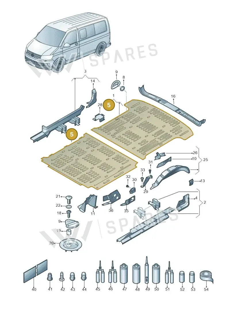 7H3801570 — Volkswagen Caravelle (2019-2024) diagram 861801200, position 5