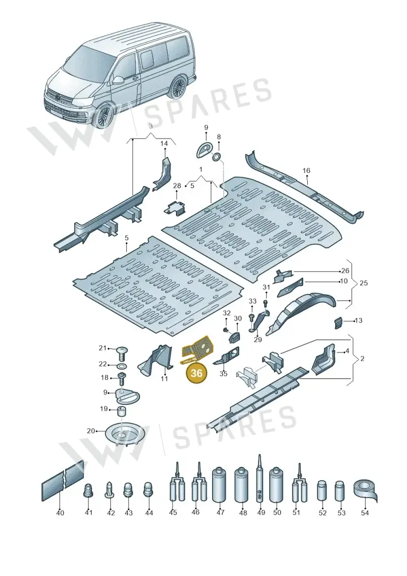 7H3803893 — Volkswagen Caravelle (2019-2024) diagram 861801200, position 36