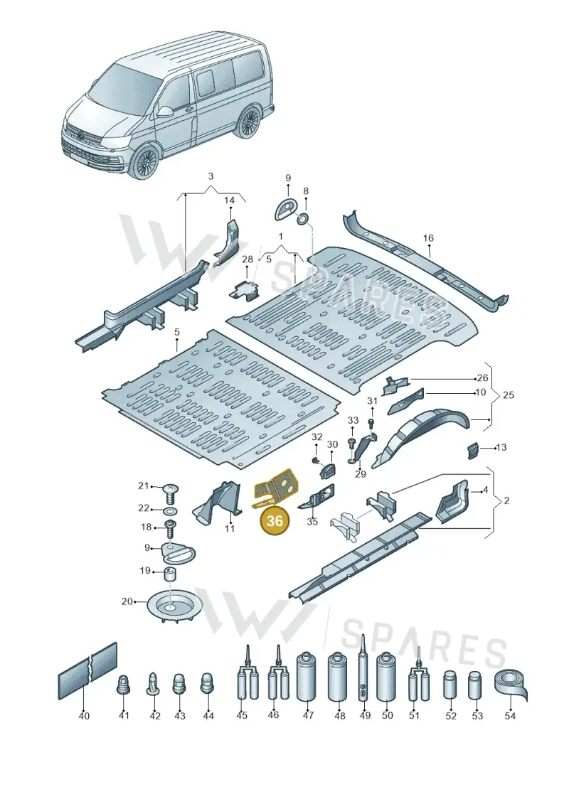 7H3803894 — Volkswagen Caravelle (2019-2024) diagram 861801200, position 36