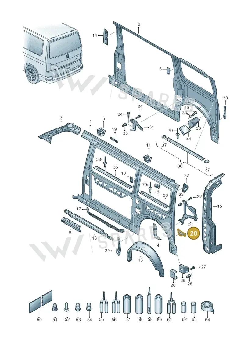 7H3809531C — Volkswagen Caravelle (2019-2024) diagram 861809000, position 20