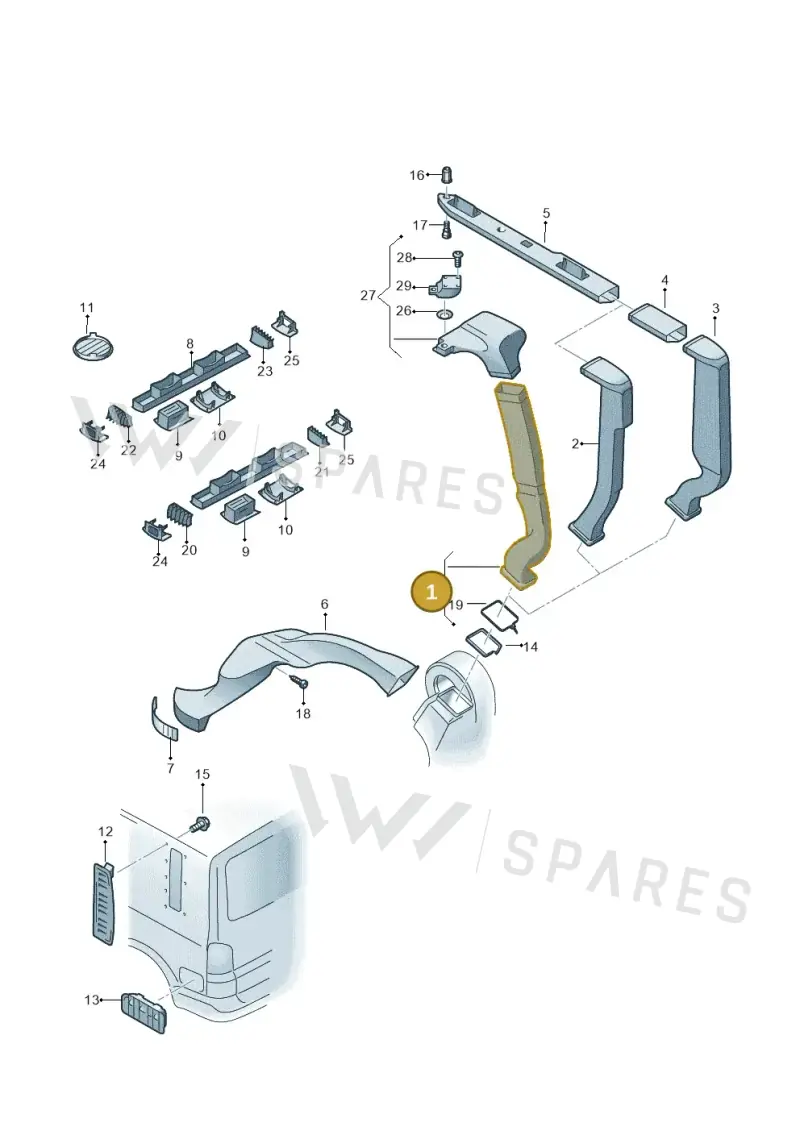 7H3820682 — Volkswagen Caravelle (2019-2024) diagram 659819100, position 1