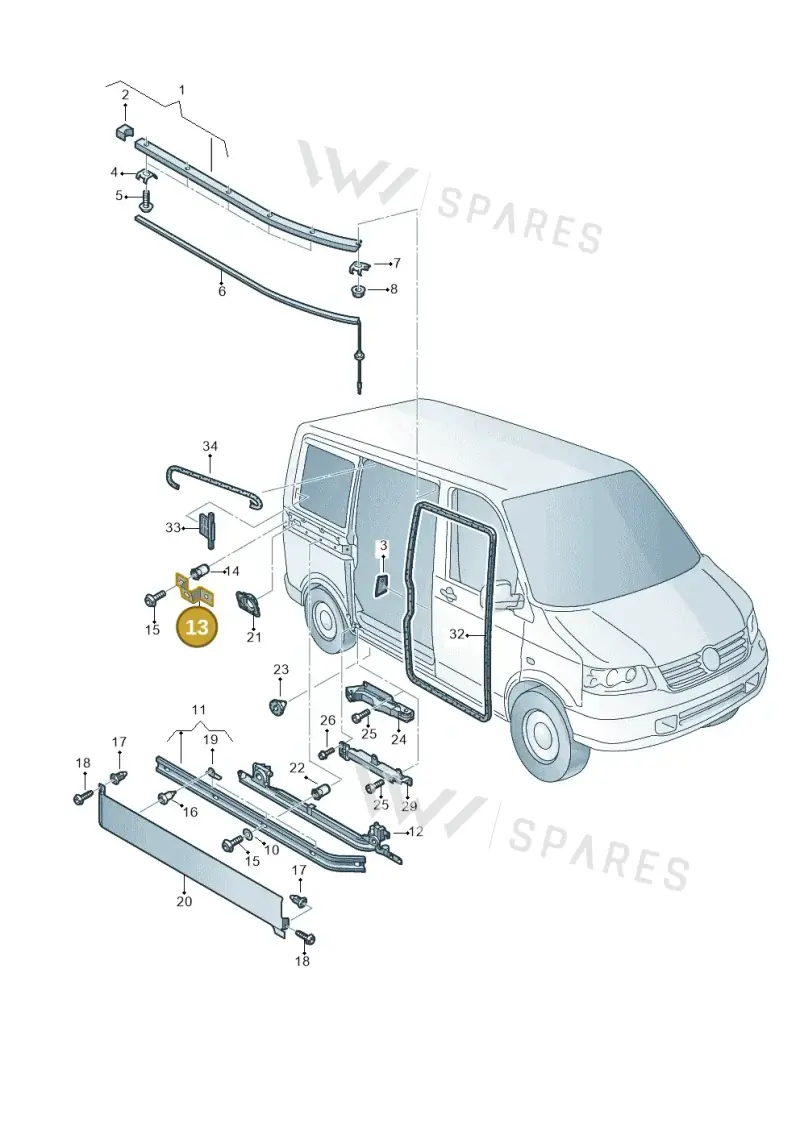 7H3843297 — Volkswagen Transp. caravelle (2011-2015) diagram 410843500, position 13