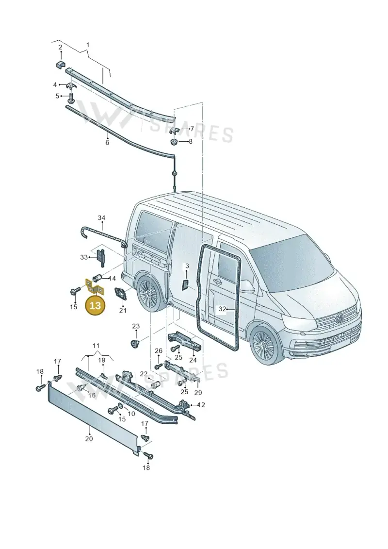 7H3843298 — Volkswagen Transport. multivan (2019-2024) diagram 861843500, position 13