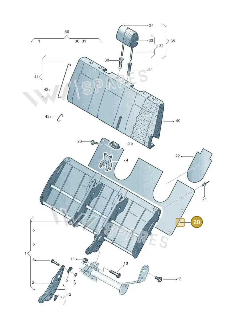 7H3885756B — Volkswagen Caravelle (2019-2024) diagram 410885500, position 20