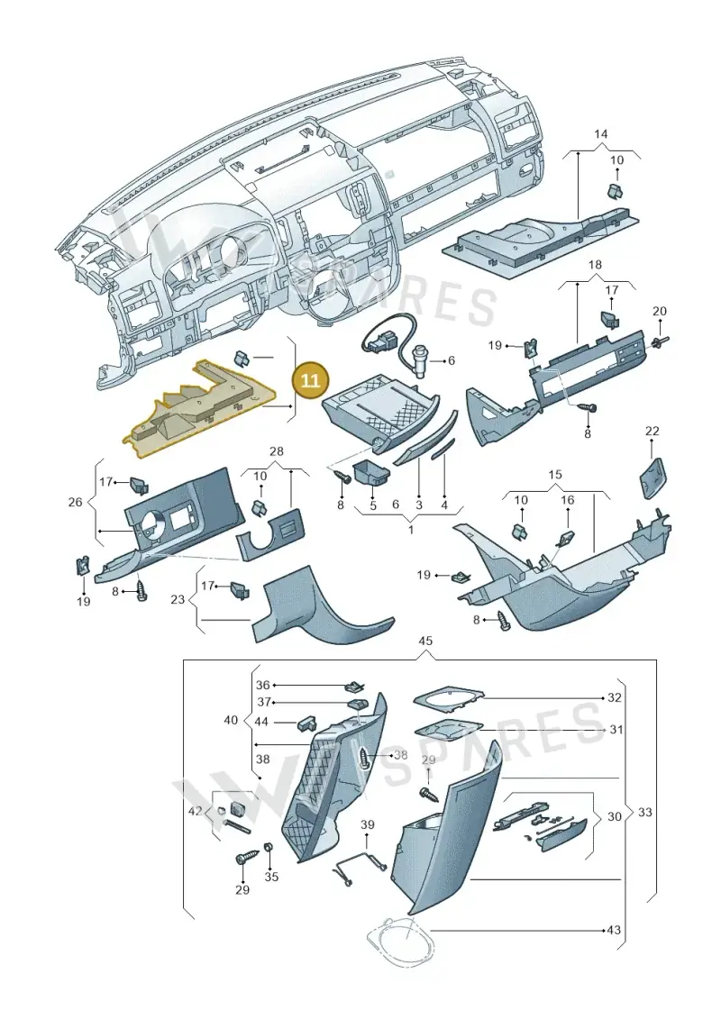 7H5857503E9B9 — Volkswagen Transp. caravelle (2011-2015) diagram 410857200, position 11