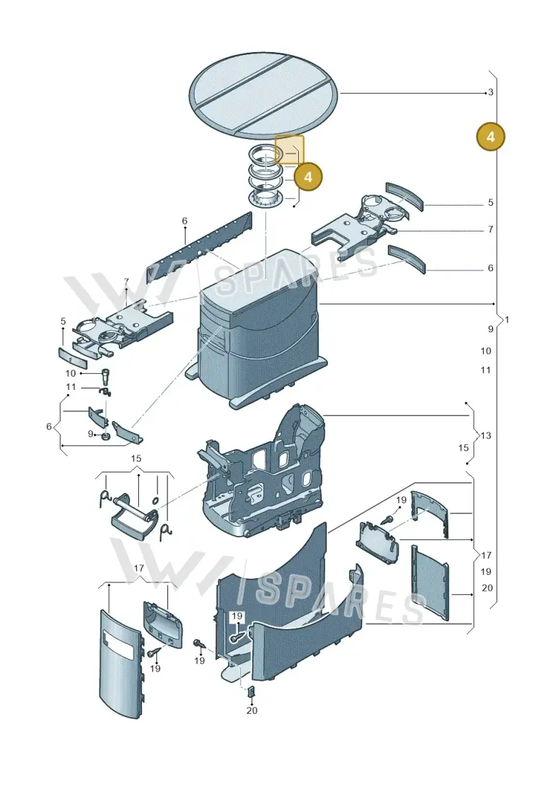 7H5861189A — Volkswagen Transport. multivan (2019-2024) diagram 861861210, position 4
