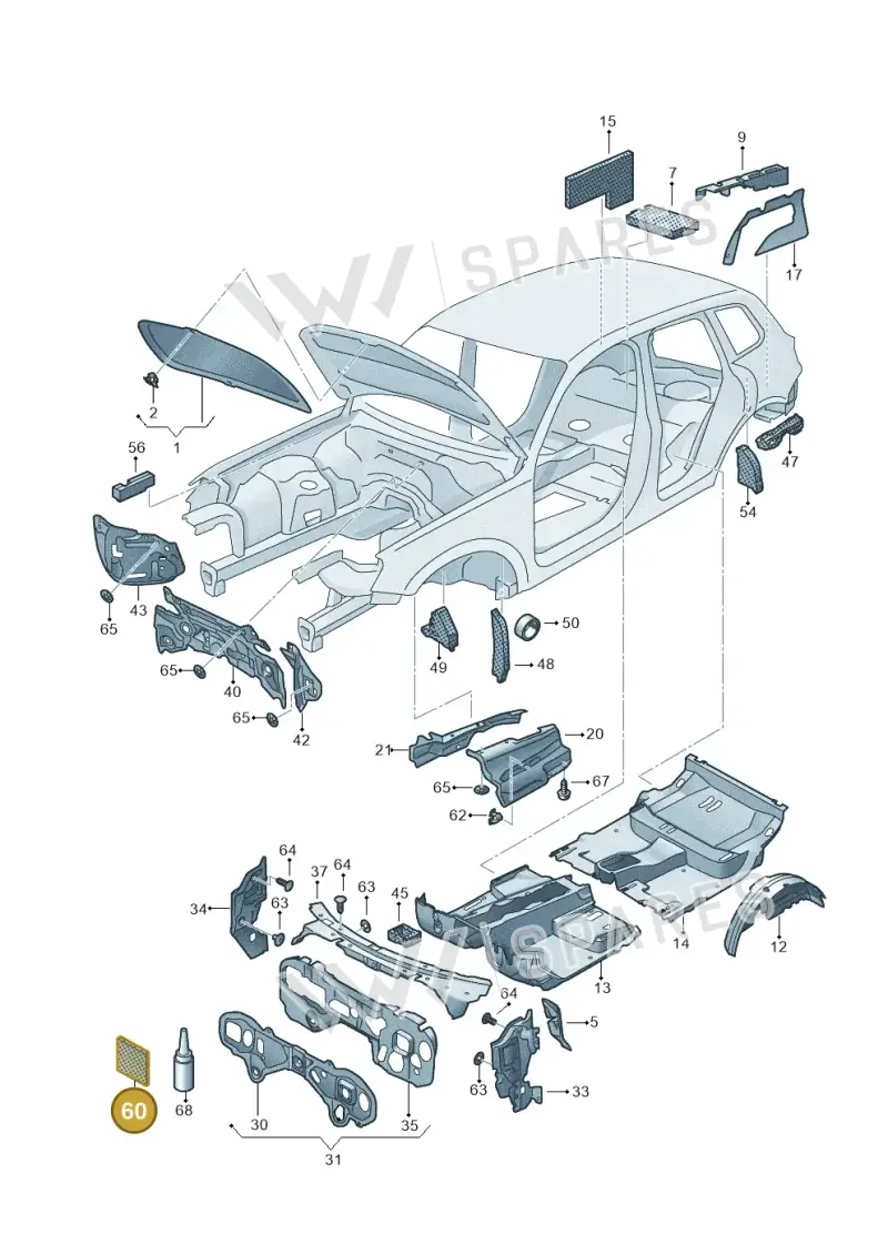 7H5863778 — Volkswagen Touareg (2012-2014) diagram 693863200, position 60