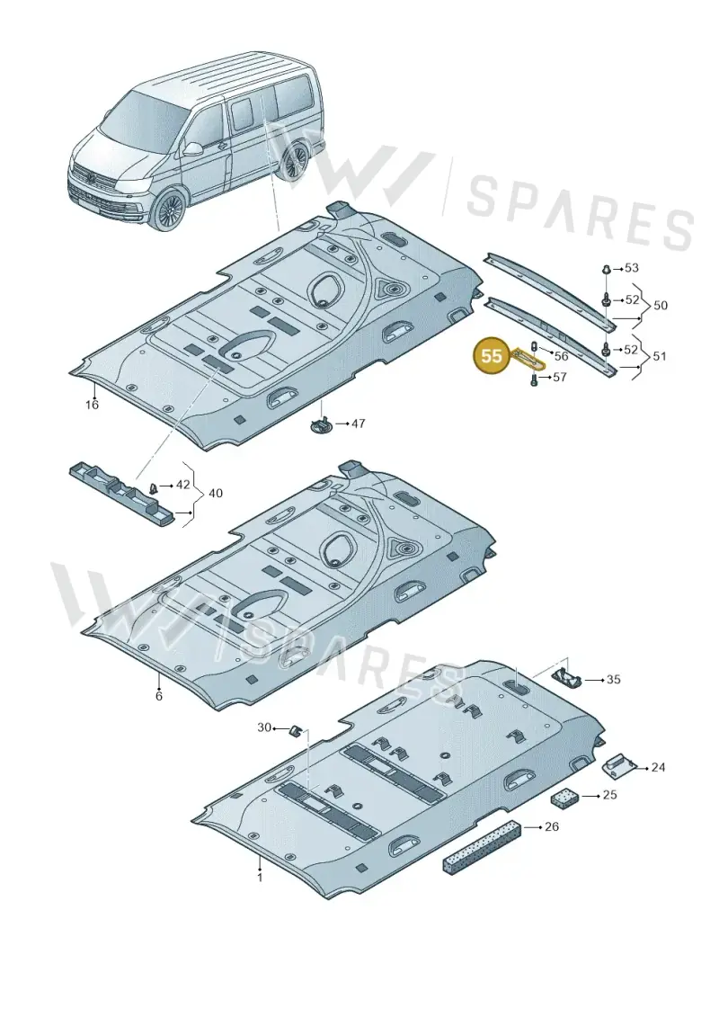 7H5867615 — Volkswagen Caravelle (2015-2019) diagram 861867650, position 55