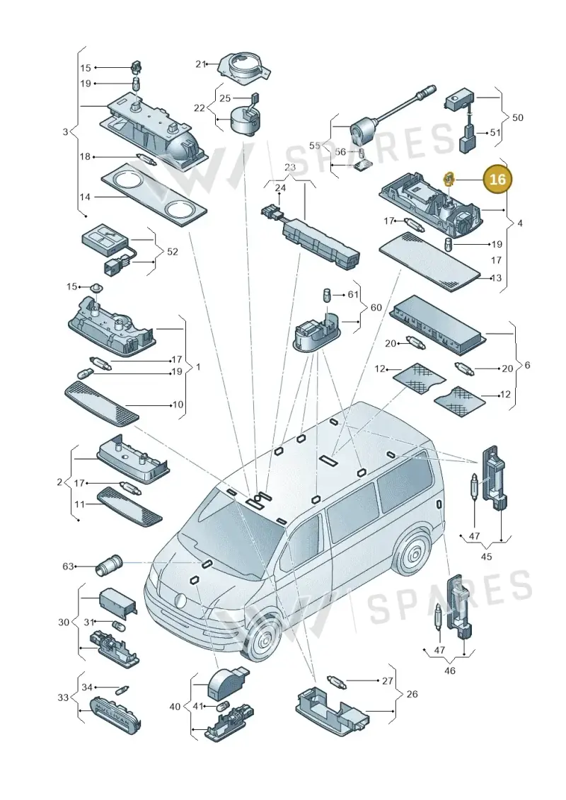 7H5949111 — Volkswagen Transp. caravelle (2009-2011) diagram 410947000, position 16