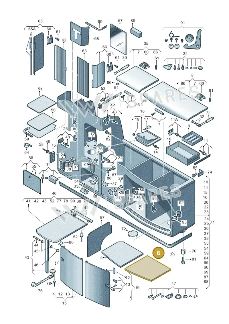 7H7068018B — Volkswagen California Camper (2011-2015) diagram 452068000, position 6