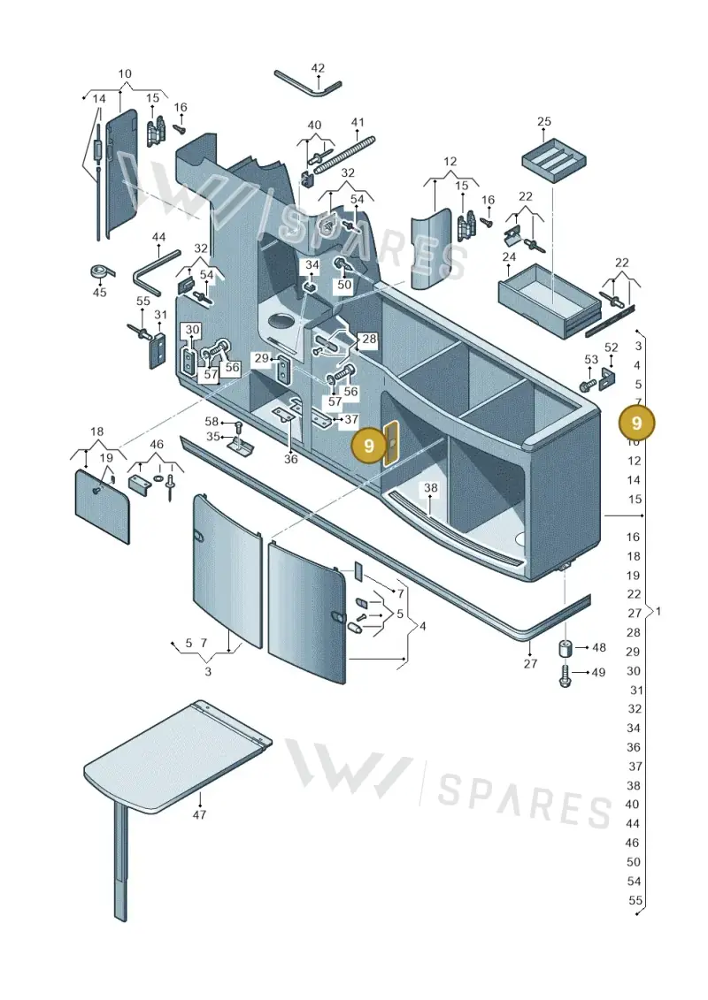 7H7068027 — Volkswagen California (2015-2019) diagram 613068000, position 9