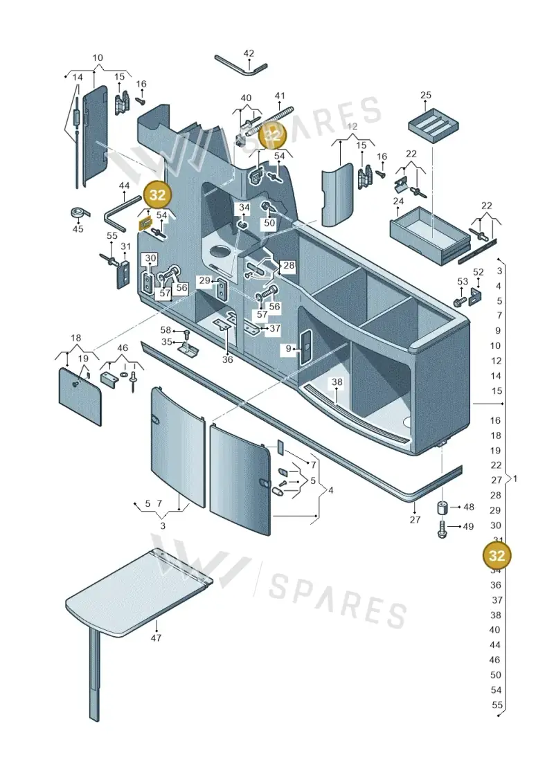 7H7068031 — Volkswagen California (2015-2019) diagram 613068000, position 32