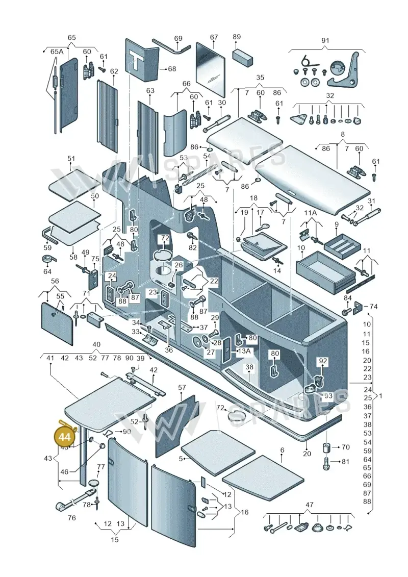 7H7068034 — Volkswagen California Camper (2011-2015) diagram 452068000, position 44