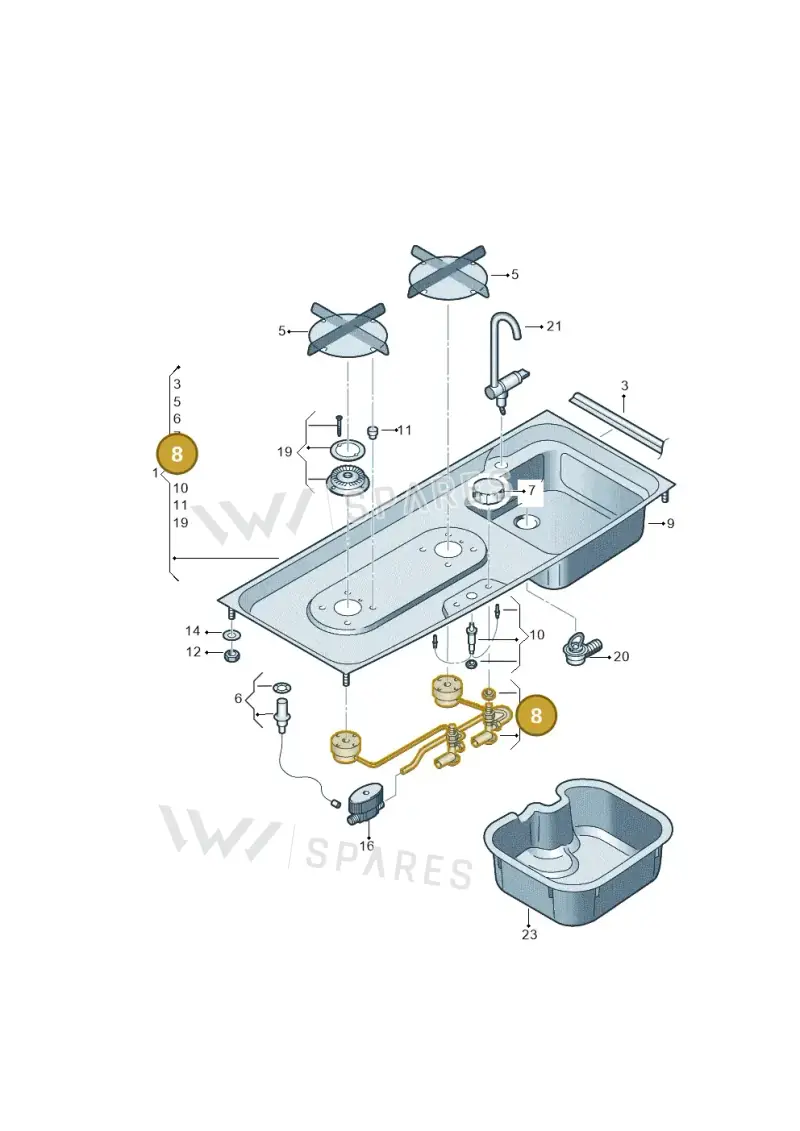 7H7068105A — Volkswagen Caravelle (2019-2024) diagram 733068110, position 8