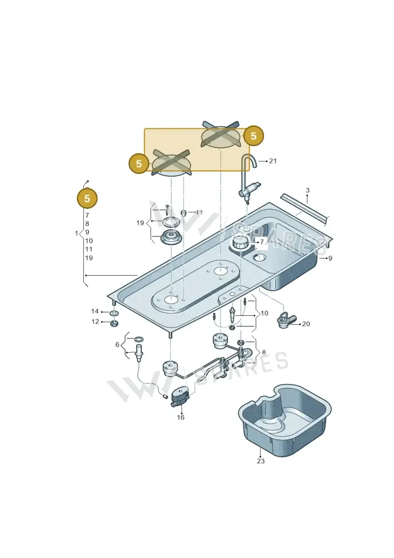 7H7068113A — Volkswagen Caravelle (2019-2024) diagram 733068110, position 5