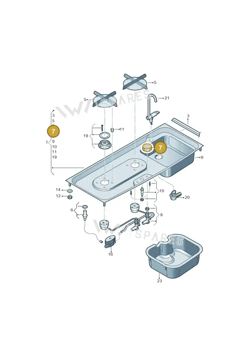 7H7068121A — Volkswagen Caravelle (2019-2024) diagram 733068110, position 7
